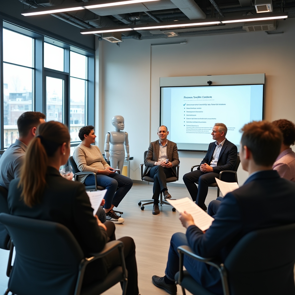 Skupina účastníků pilotního kurzu o komunitní energetice při diskusi